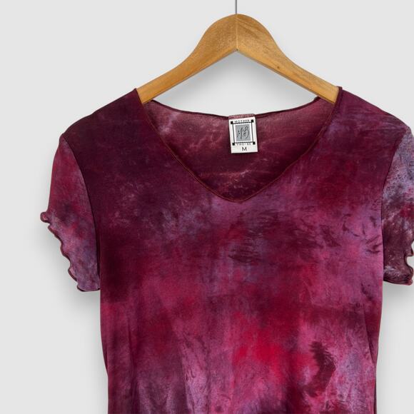 Vintage Y2K Mother Two-Be Tie Dye Top Burgundy Purple Size Medium - Picture 6 of 6